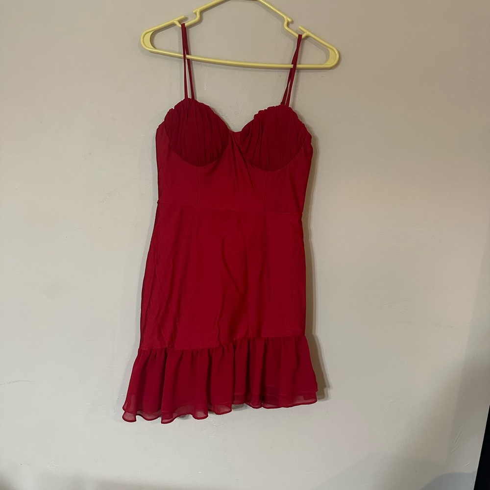 City Studio Red Ruffle Mini Dress‎ - Picture 2 of 5